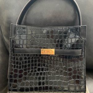 Brand New Authentic Double Lee Croc embossed Tory Burch Handbag